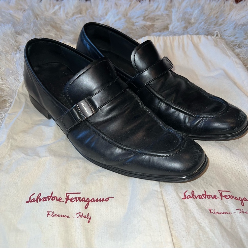 Salvatore Ferragamo Black Leather Loafers